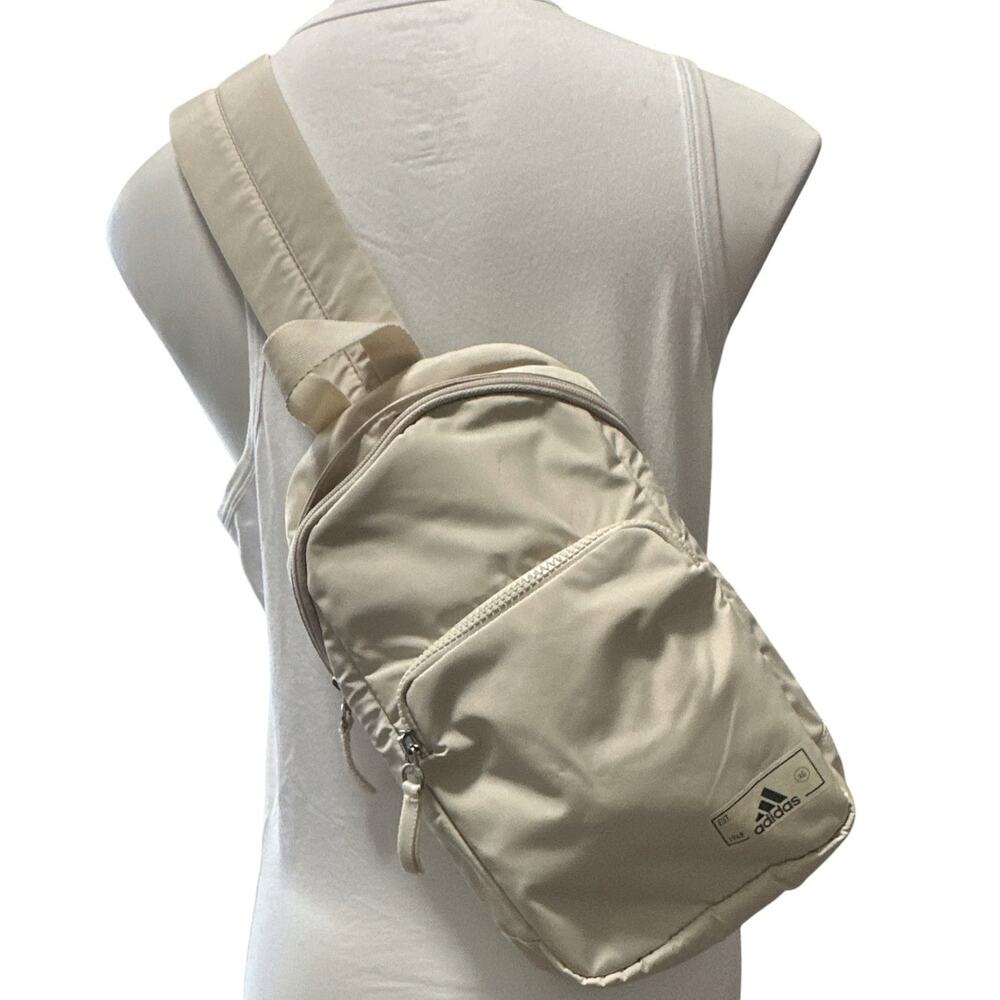 Adidas Sling Bag Unisex OS Cream Crossbody Hands Free Wipe Clean Gym Travel